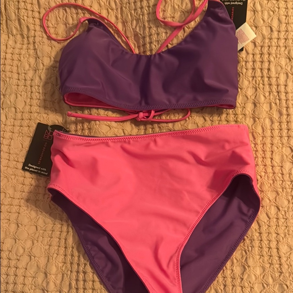 No Boundaries Sporty Purple and Pink Bikini